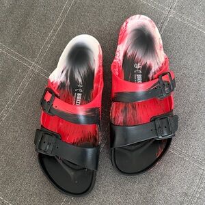 Birkenstocks, Men’s Arizona Eva  Red and Black Slide Sandals Sz 45 ( 12-12.5 )